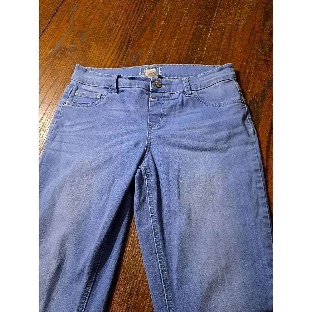 Girls Size 16 Justice Mid Rise Jeggings Skinny Denim Jean Look Casual Pants